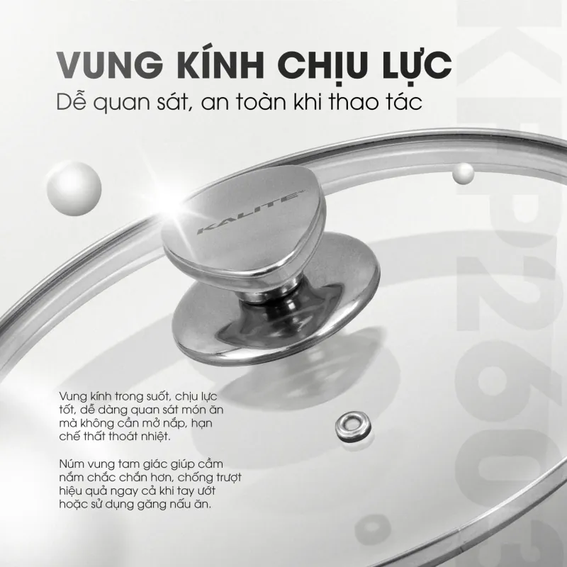 Chảo rán inox liền khối Kalite KFP2603 26 cm, inox 304 3 lớp, hiệu suất bắt 98%, mới 100% 573911
