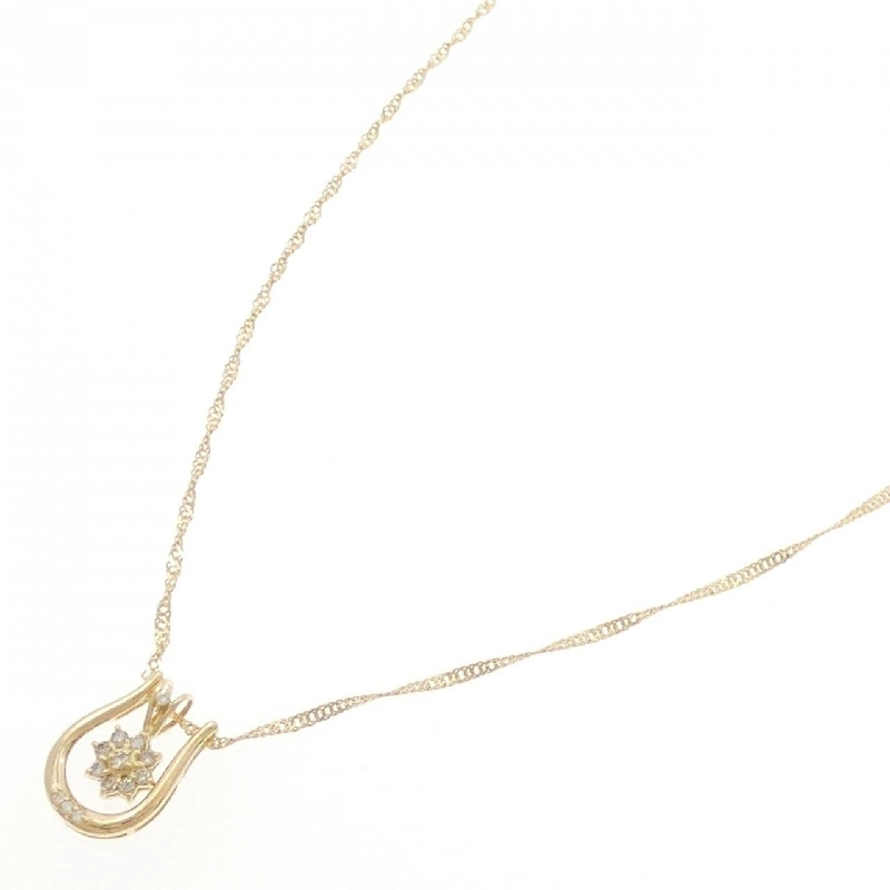 K18YG 2WAY Hoa Hồng Kim Cương Dây Chuyền 0.12CT - Hàng hiệu Chính hãng 860021