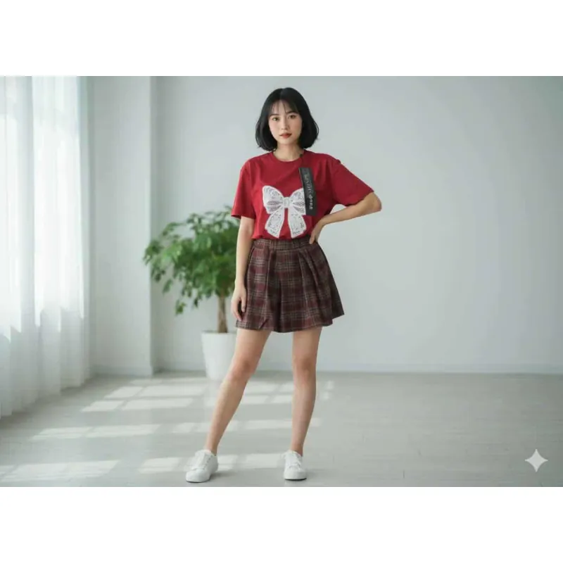 Set váy áo thun bé gái <48 ký mặc Tết cực xinh 739038