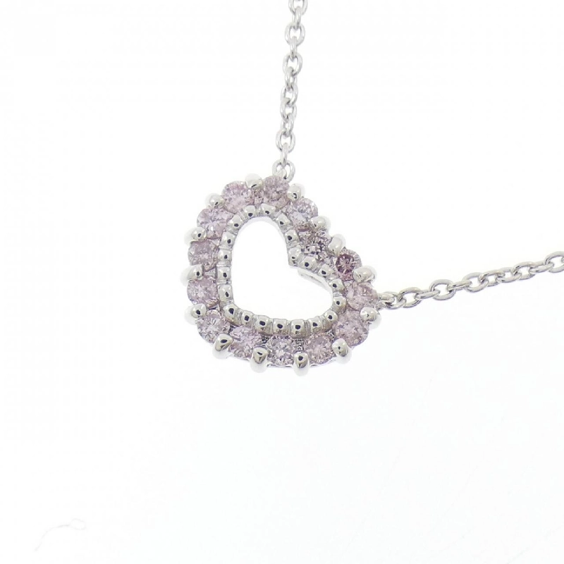 K18WG Dây chuyền hình trái tim với kim cương hồng 0.14CT - Hàng hiệu Chính hãng 859027