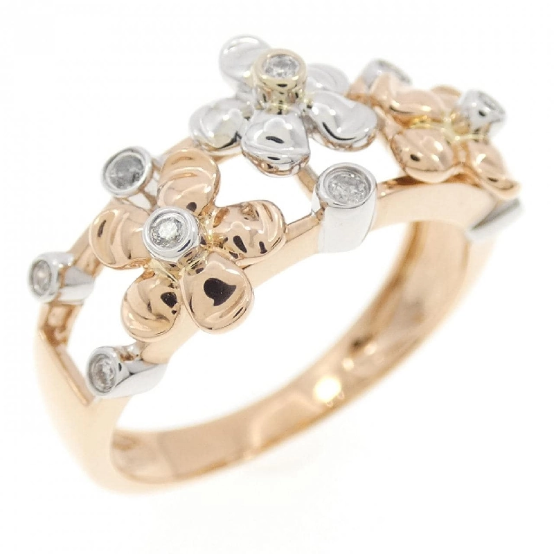 Nhẫn kim cương hoa K18PG/K18WG 0.08CT - Hàng hiệu Authentic 853851