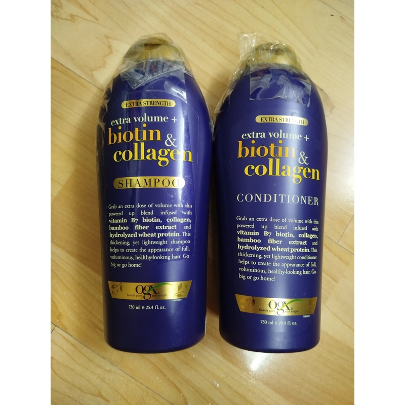 [Hàng xách tay Mỹ] Cặp Dầu Gội + Xả OGX Thick & Full Bổ Sung Extra Strength+  521083