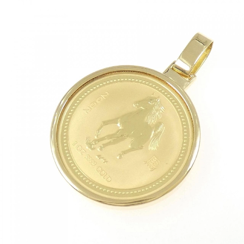 K18YG(枠) Mặt dây chuyền đồng xu - Hàng hiệu Authentic 864099