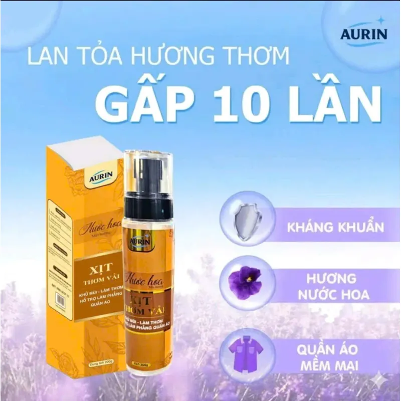Nước Xịt Thơm Vải AURIN chai 200g Hương Thiên Nhiên Giúp Làm Thơm, Khử Mùi Âm Mốc Hiệu Quả 1025411