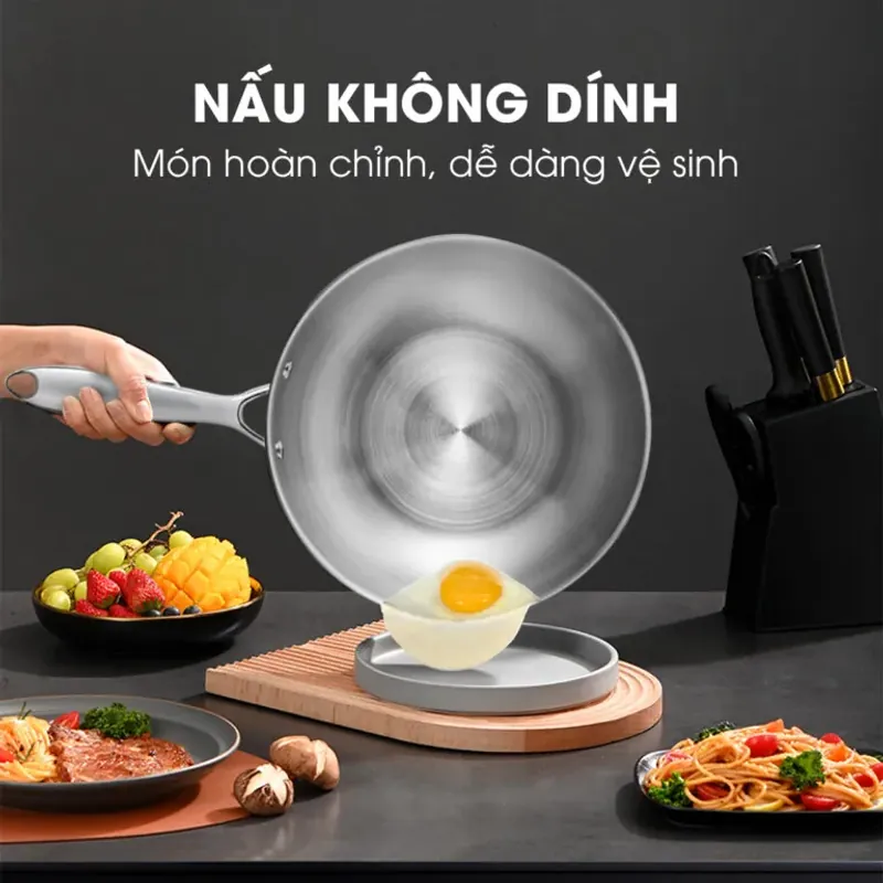 Chảo inox 304 lòng sâu Kalite KWP2501 – Chống dính, chống xước 593753