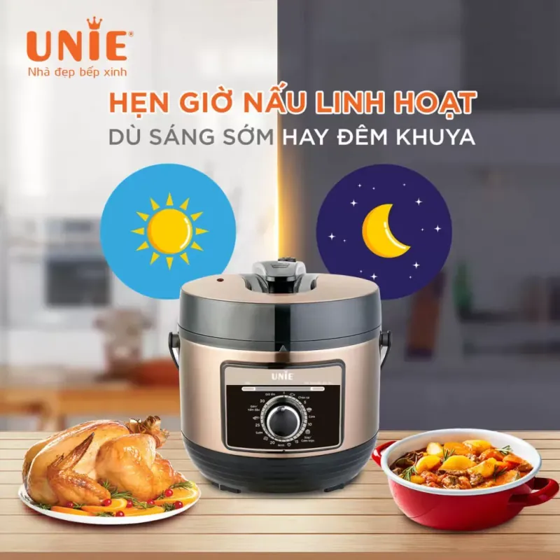 Nồi áp suất Unie UPC5081Y 5L, 7 chức năng, 11 bảo vệ an toàn, công suất 900W CHÍNH HÃNG 578127