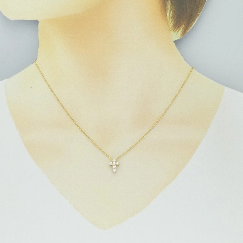 K18YG Dây chuyền kim cương hình chữ thập 0.32CT - Hàng hiệu Chính hãng 865321