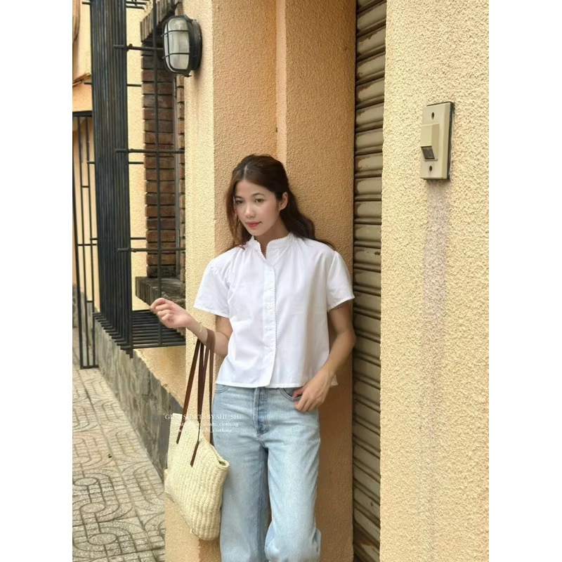 Áo sơ mi trắng tay bồng 452391