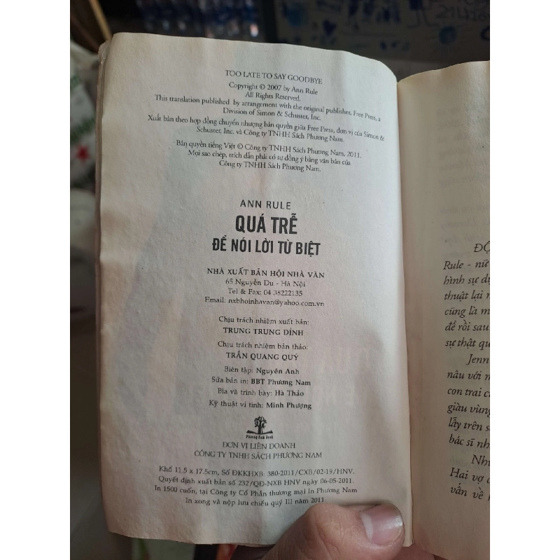 Quá trễ để nói lời từ biệt - Ann Rule VĂN HỌC HCM1008 920010