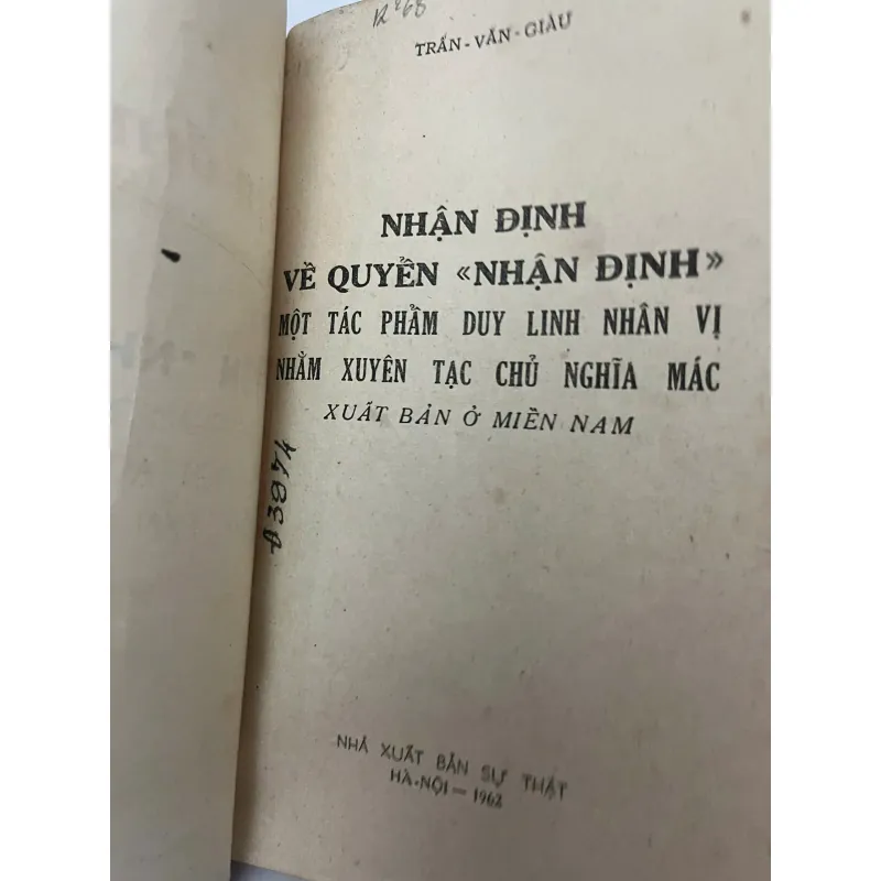 Nhận định về quyển "Nhận định" — Trần Văn Giàu 1023792