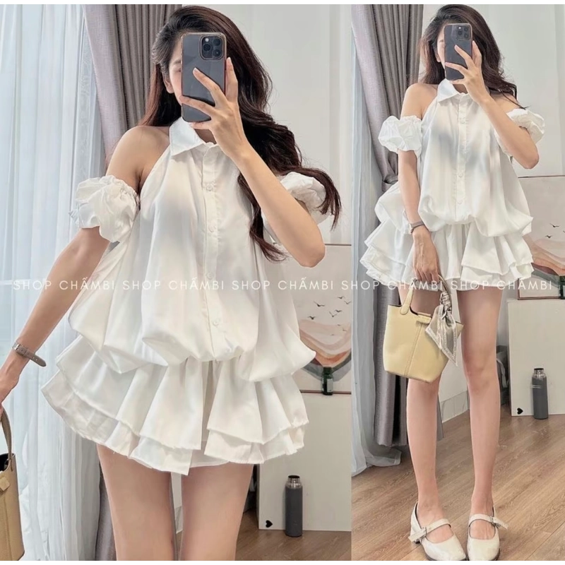 Váy sơ mi liền bo eo ( Tay rời ) 477691