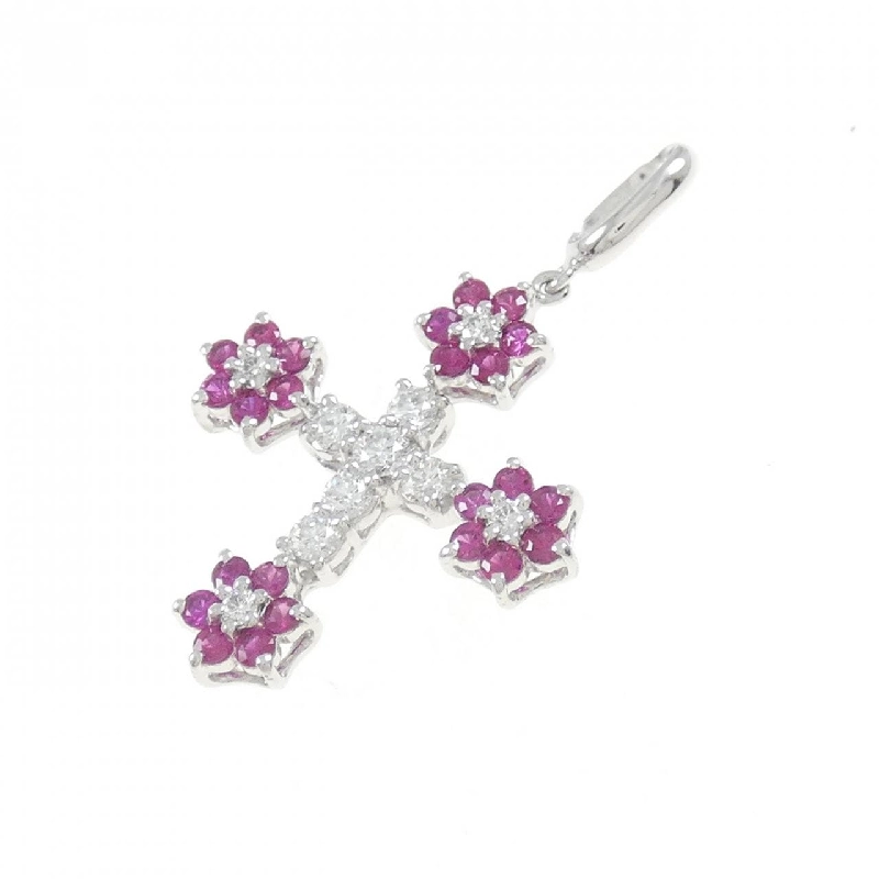 K14WG Hoa × Chéo Ruby Mặt Dây Chuyền 0.475CT - Hàng hiệu Chính hãng 866534