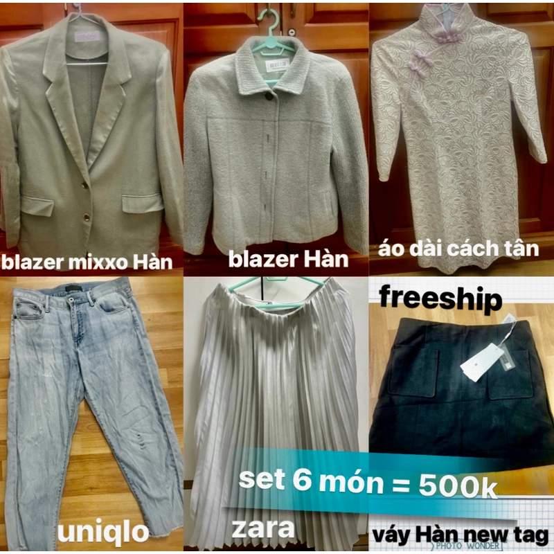 💚 #500k : set 6 món : (Blazer Mixxo + Blazer Hàn + chân váy zara + áo dài cách tân + ... 381860