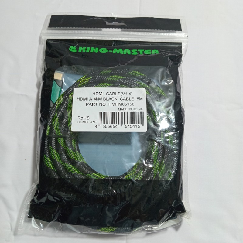 Dây Cable HDMI King Master chuẩn V1.4 dài 5 mét vỏ bọc lưới xanh đen 185867