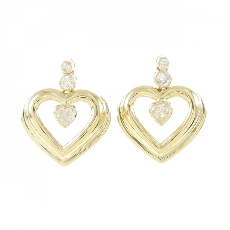 K18YG Bông tai kim cương hình trái tim - Hàng hiệu Chính hãng 871762