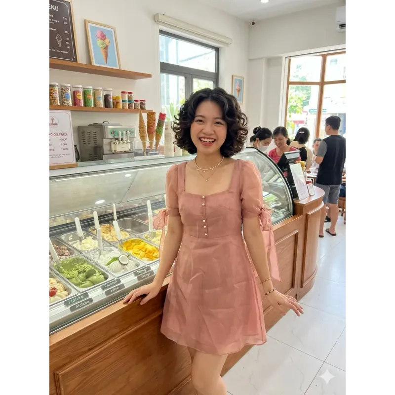 Váy nữ vải hơi phi bóng, size M 975279