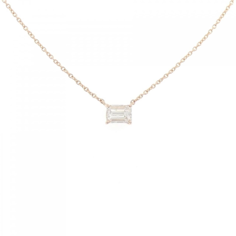 Dây chuyền kim cương K18PG 0.377CT I SI2 cắt hình Emerald - Hàng hiệu Authentic 875267