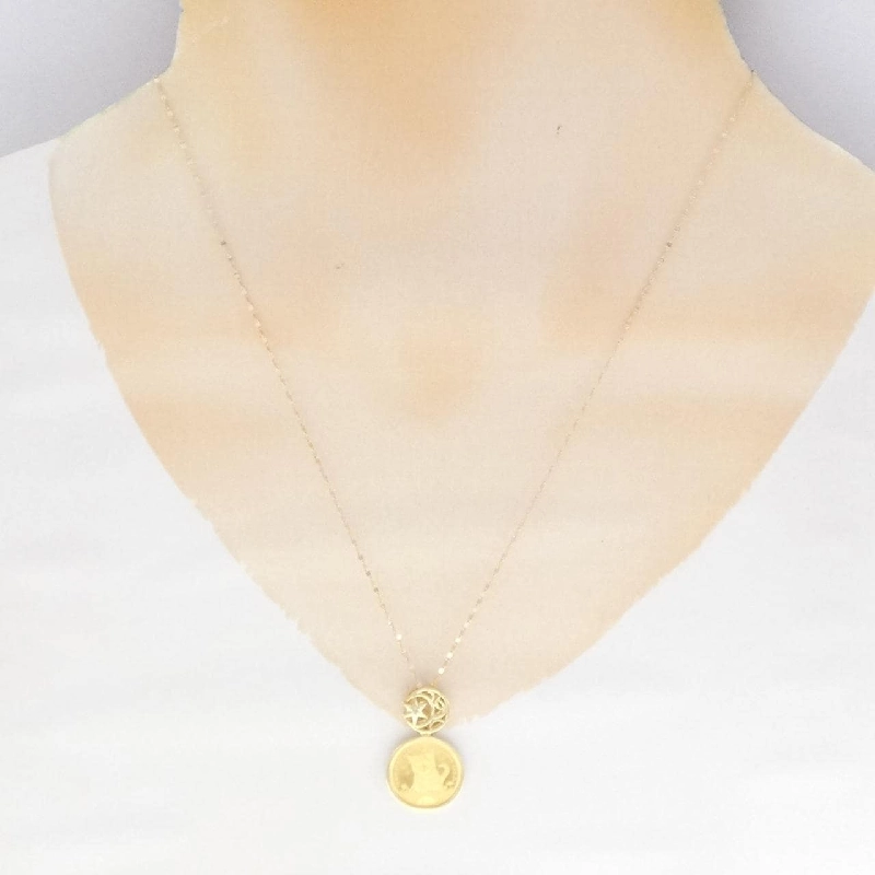 K18YG(khung) Dây chuyền đồng xu kim cương 0.01CT - Hàng hiệu Chính hãng 857184