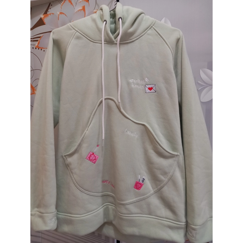 Áo Hoodie nỉ bông màu xanh bơ  475143