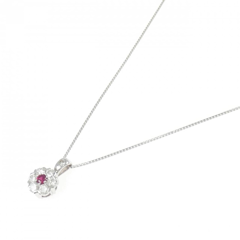 K18WG Hoa Hồng Ruby Dây Chuyền 0.135CT - Hàng hiệu Chính hãng 858508