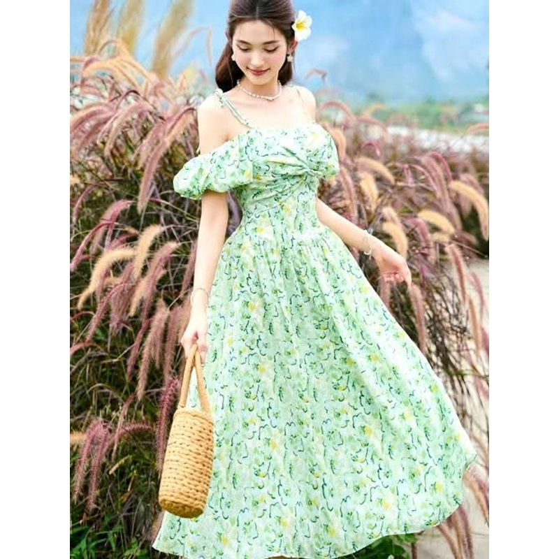 Đầm hoa màu xanh chưa mặc, hoa vàng đã mặc 1,2 lần còn mới không lỗi  549926