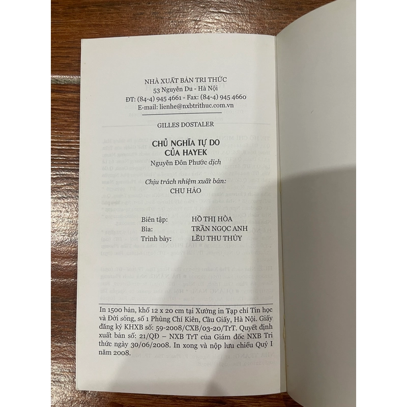 Chủ nghĩa tự do của HAYEK - Gilles Dostaler  (k1) 551795