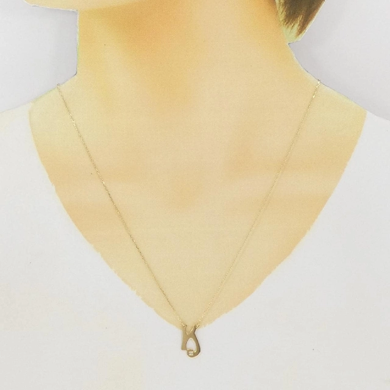 K18YG Chữ cái K Dây chuyền kim cương 0.02CT - Hàng hiệu Chính hãng 863229