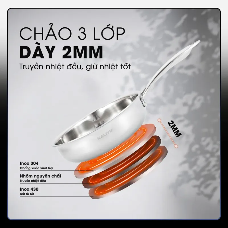 Chảo inox nguyên khối TRIPRO KALITE KL826V chống dính tự thân 791409
