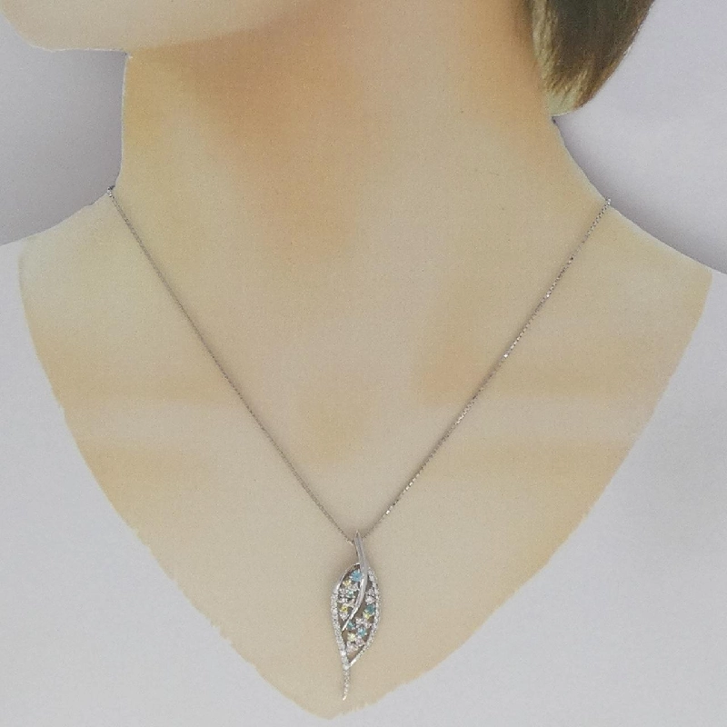 K18WG Lá Bạch Kim Tourmaline Dây Chuyền 0.14CT - Hàng hiệu Chính hãng 862472