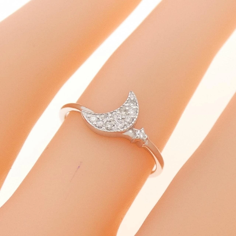 Nhẫn kim cương K18WG hình mặt trăng × ngôi sao 0.07CT 670126