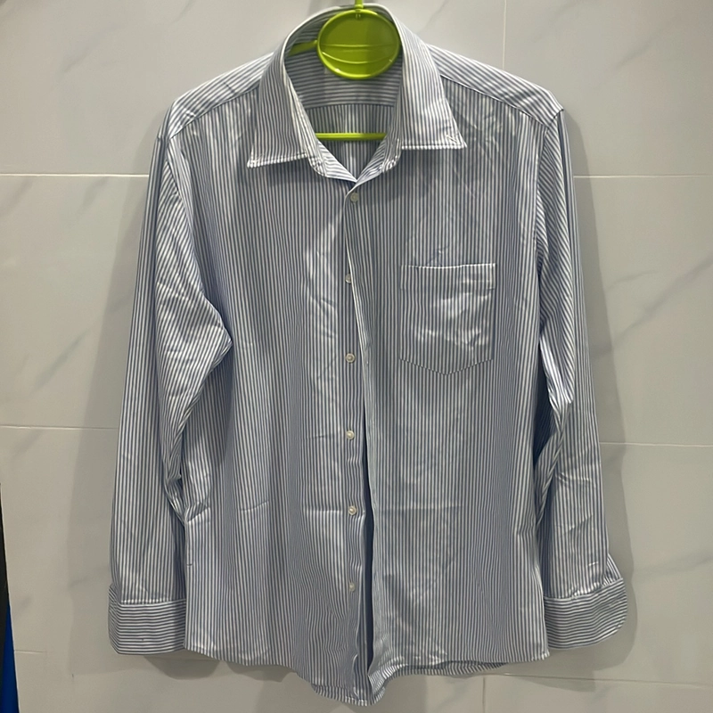 Áo sơ mi Nam Uniqlo sọc caro xanh dương sz L  470468