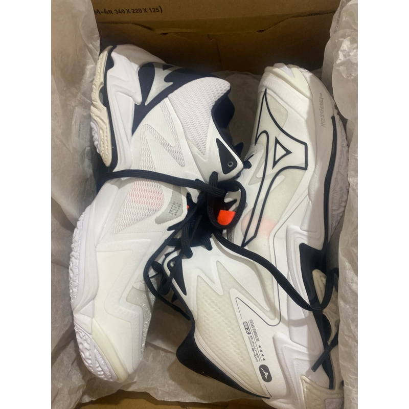 Giày bóng chuyền mizuno wave lightning z8, size 40.5, màu trắng, chính hãng mới nguyên hộp 447401