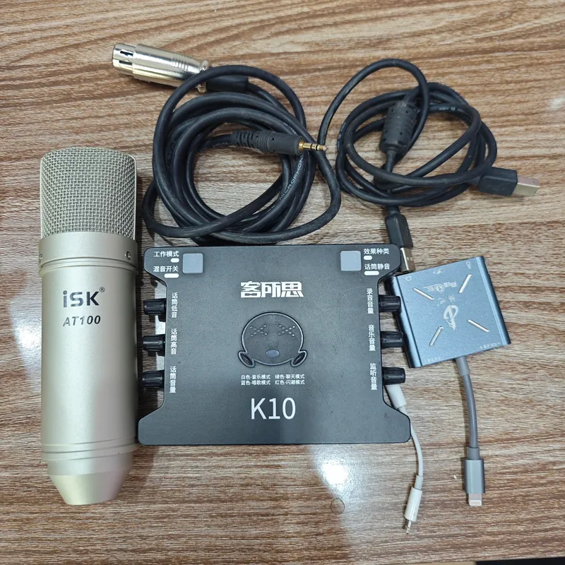 full bộ Thu Âm Hát Live: Soundcard XOX K10 + Mic iSK AT100 + Box Live iPhone  1054554