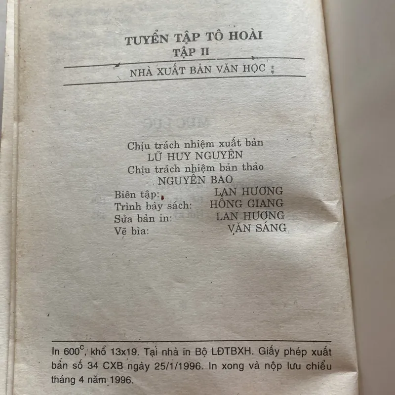 TUYỂN TẬP TÔ HOÀI, TẬP II (XB 1996) 590710
