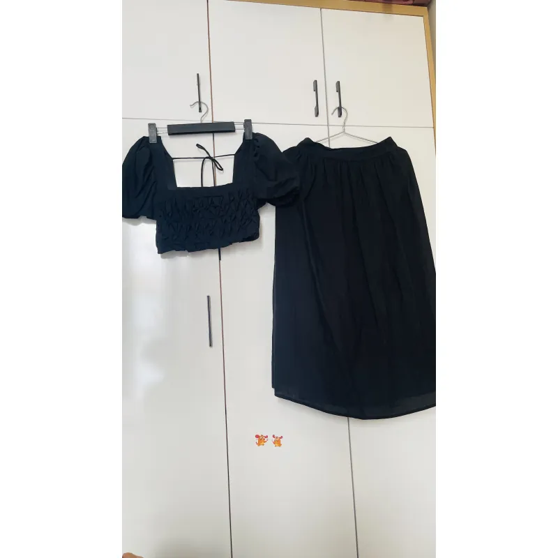 Đầm hai mảnh croptop, cocobebe, màu đen, size S 1013474