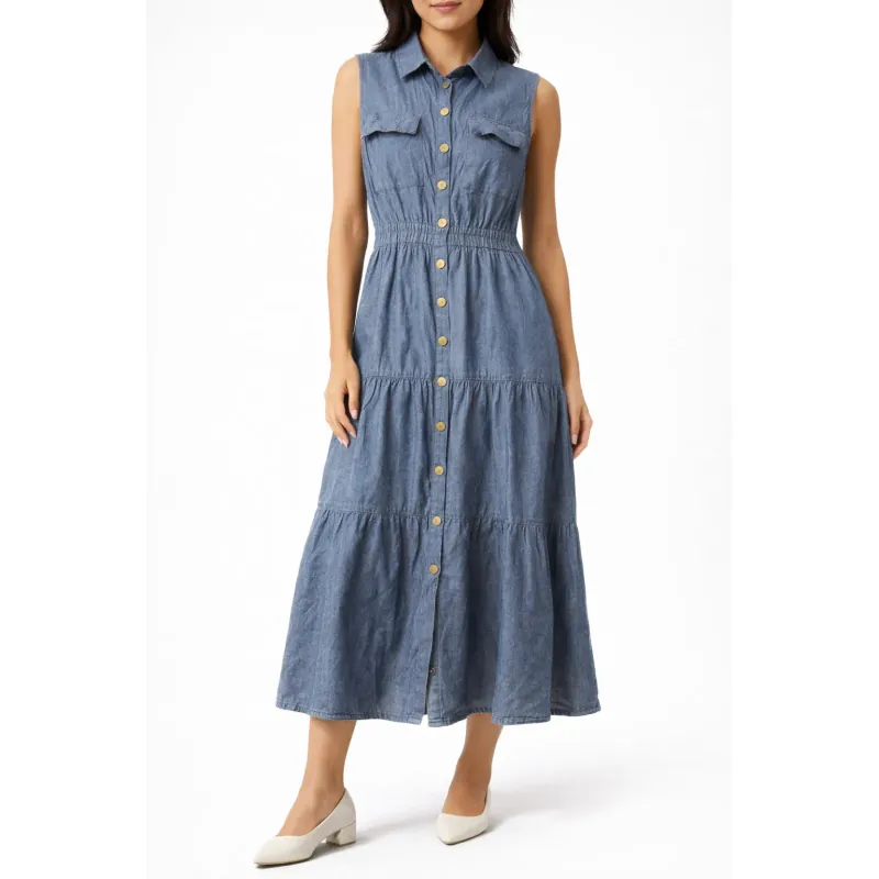 ĐẦM DENIM SƠ MI DÁNG XOÈ 1011506