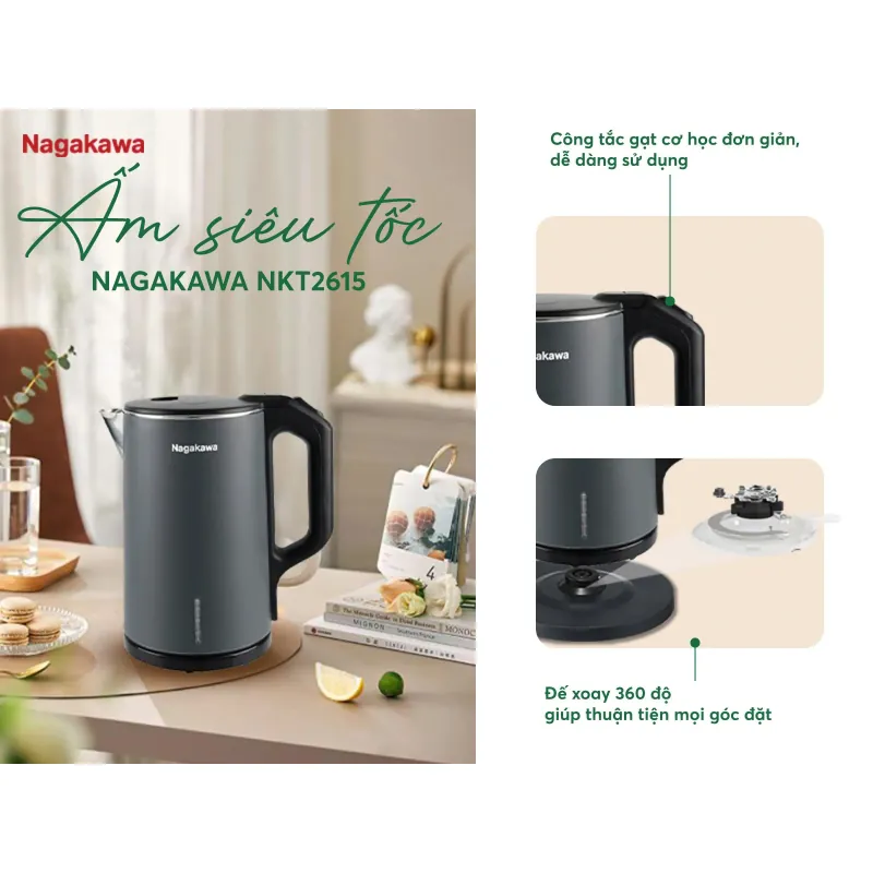 ẤM SIÊU TỐC 1.6L Nagakawa NKT2615 - Mới 100% 1011058