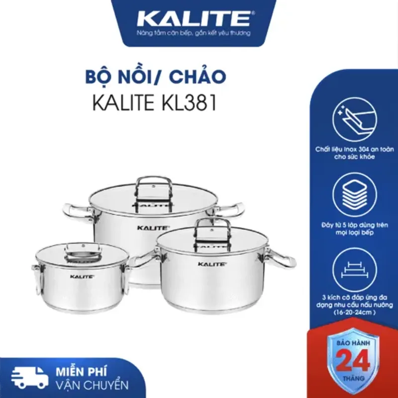 Bộ 3 Nồi Kalite KL381 – Bền Bỉ, Sang Trọng, Đáp Ứng Mọi Nhu Cầu Nấu Nướng - Mới 100% 589148