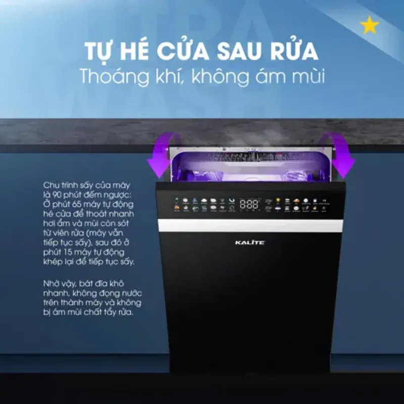 Máy rửa bát Kalite UltraWash Pro 5 tay phun, chứa 15-17 bộ chén đĩa, siêu tiết kiệm 932333