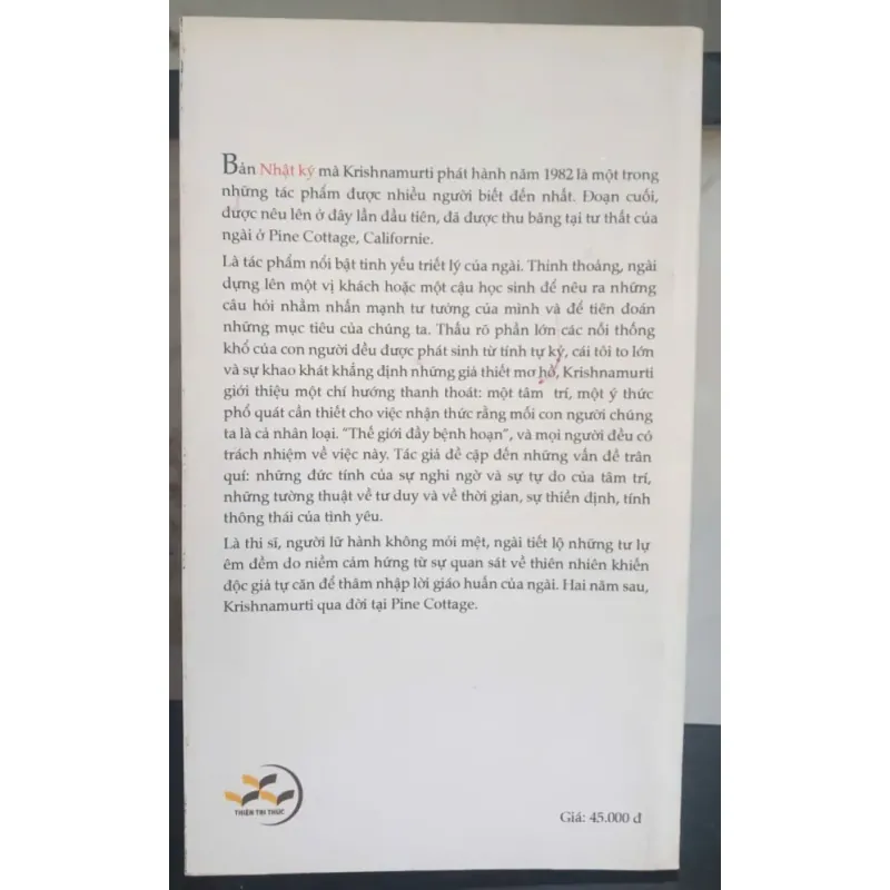 Nhật ký cuối cùng - J. Krishnamurti 747413