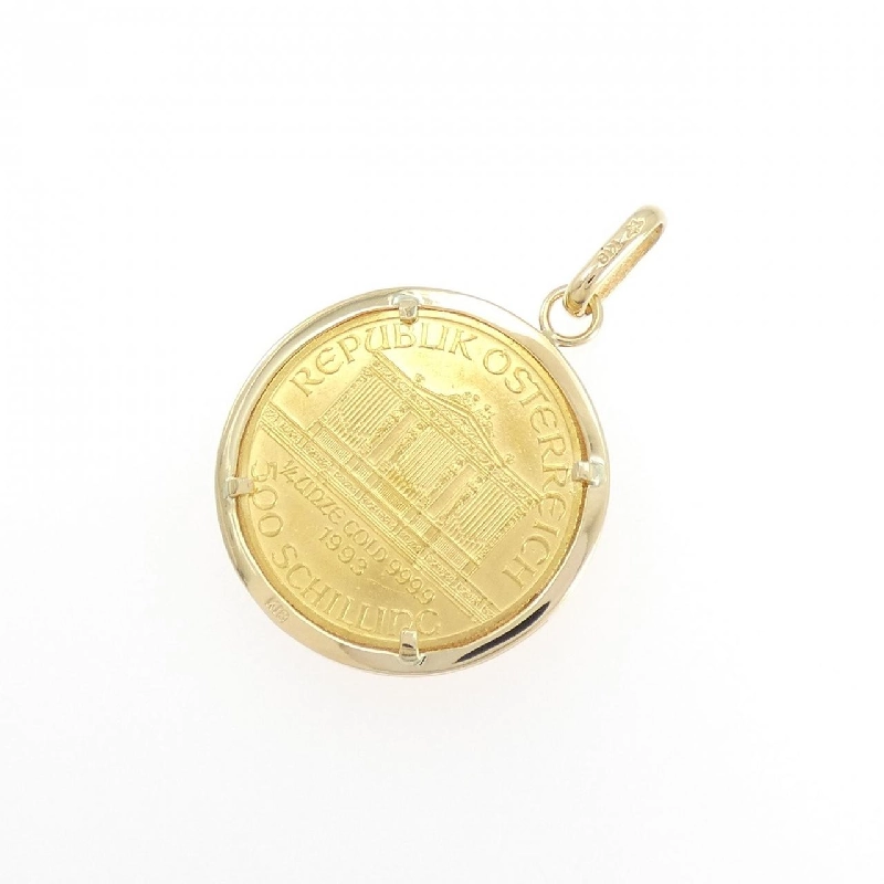 K18YG(枠) Đồng xu Mặt dây chuyền - Hàng hiệu Authentic 870922