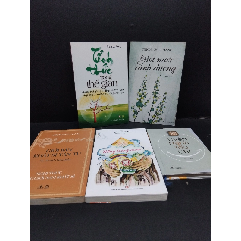 Combo sách tôn giáo thiền - Tỉnh thức trong thế gian + Nghi thức tụng giới nam khất sĩ + Giọt nước cành dương + Nắng trong mưa + Thiền hành yếu chỉ mới 70% ố vàng CHP0510 319398