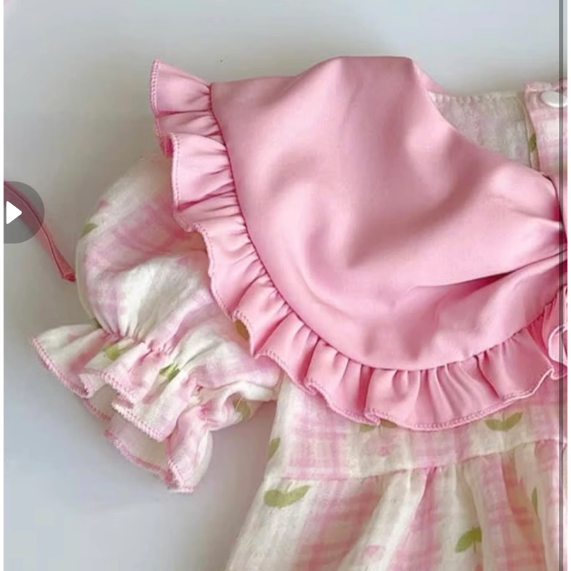 Bodysuit xô muslin, cổ nơ to cho bé gái  5-7kg 462198