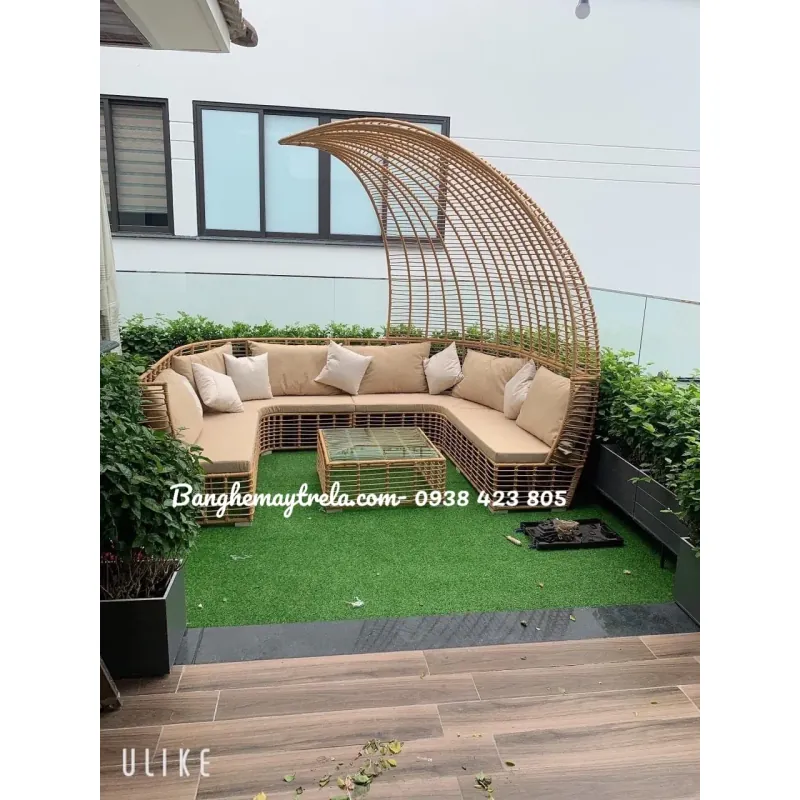 Bàn ghế mây nhựa ngồi ngoài trời 762432