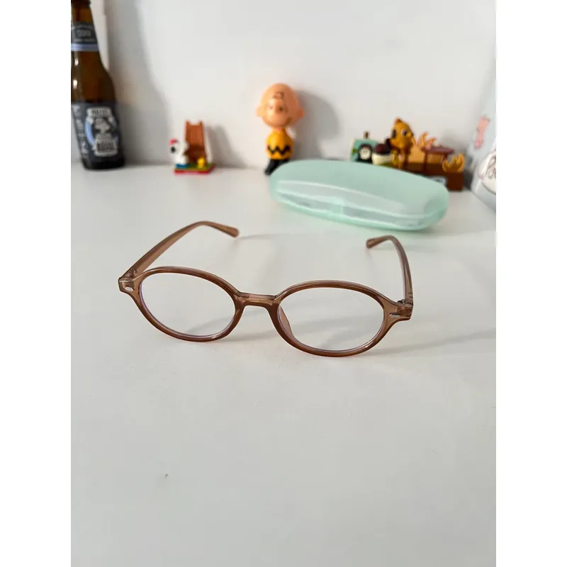 Kính mắt oval màu nâu trà, mới, kính cận 559821