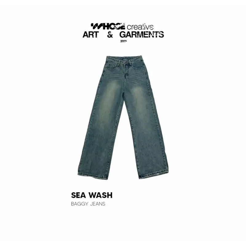 Quần jeans nam baggy màu xanh nhạt kiểu dáng thoải mái 1032384