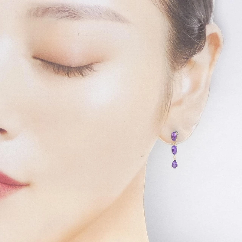 K18YG Amethyst Bông tai 1.60CT - Hàng hiệu Chính hãng 862618