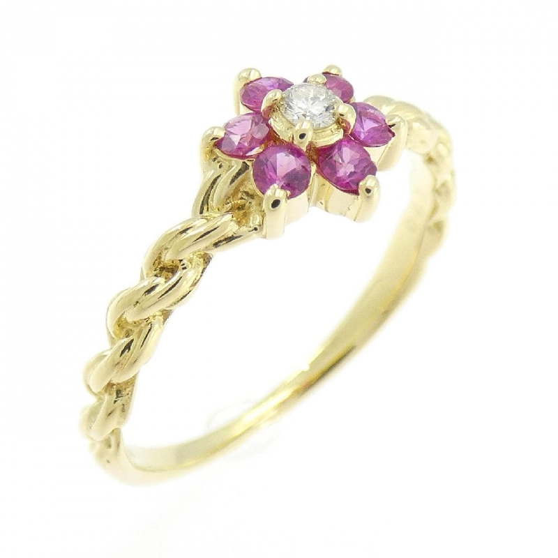 Nhẫn ruby hoa K18YG - Hàng hiệu Authentic 853228