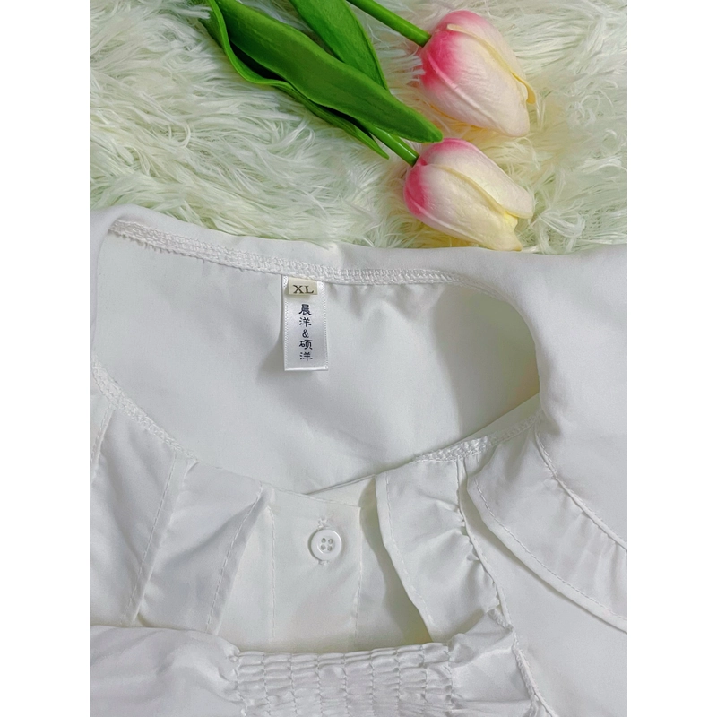 Áo sơ mi trắng cổ bèo freesize mới 98% 532315