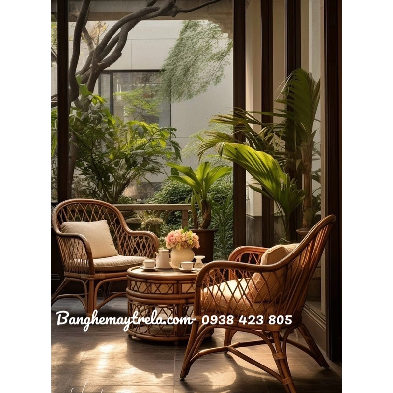 Bàn ghế đơn mây 537310